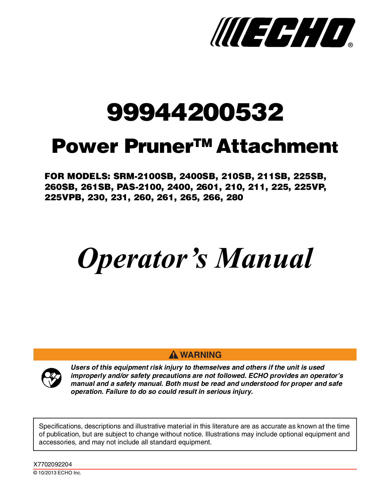 Echo 99944200532 User Manual