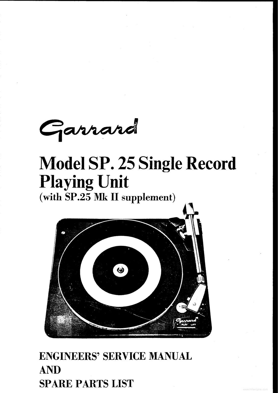 Garrard SP-25-Mk1 Service Manual