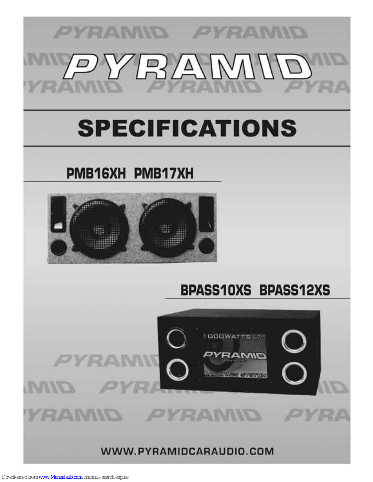 Pyramid BPASS10X, BPASS12X, PMB16XH, PMB17XH Specifications - ManualMachine.com