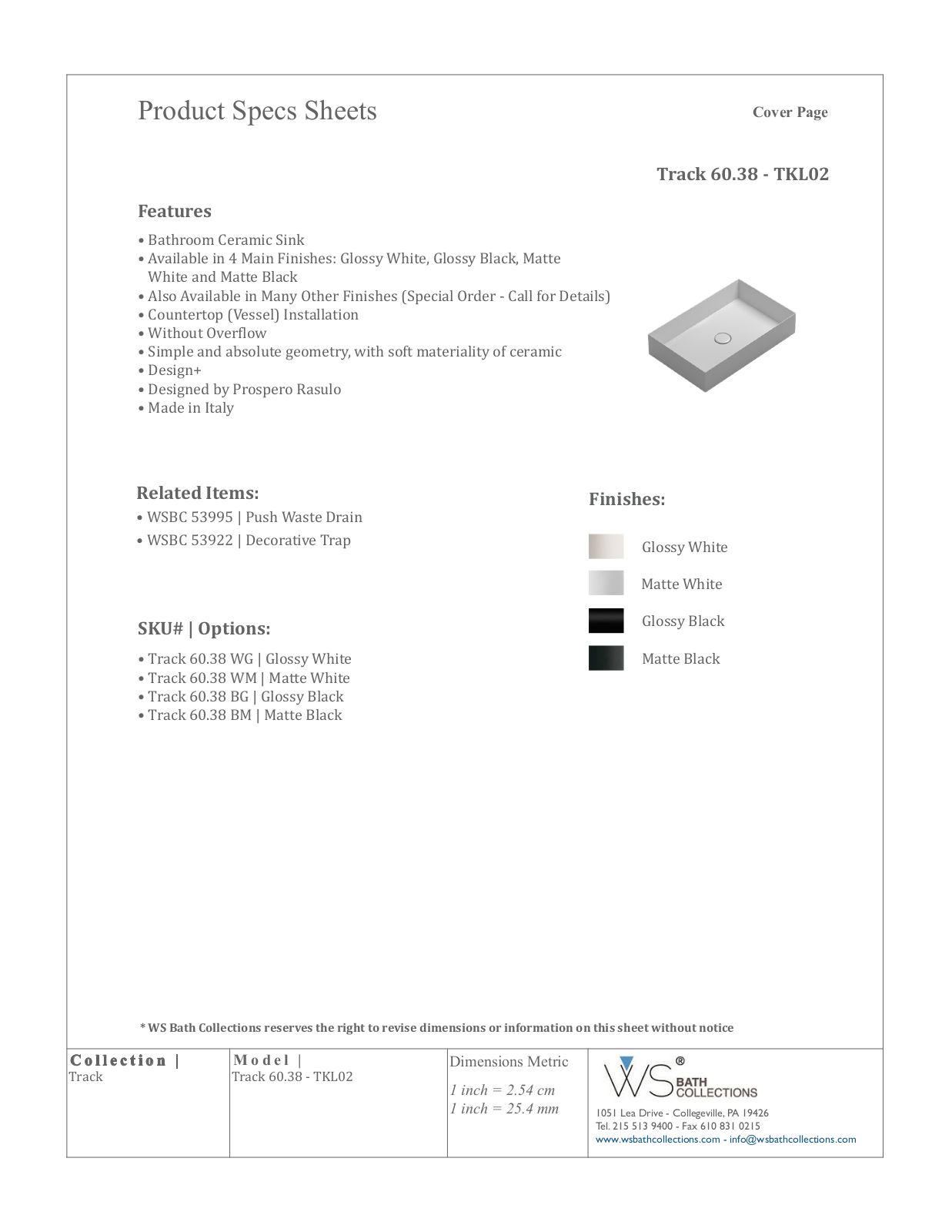 WS Bath Collections WSO3152 Specifications - ManualMachine.com