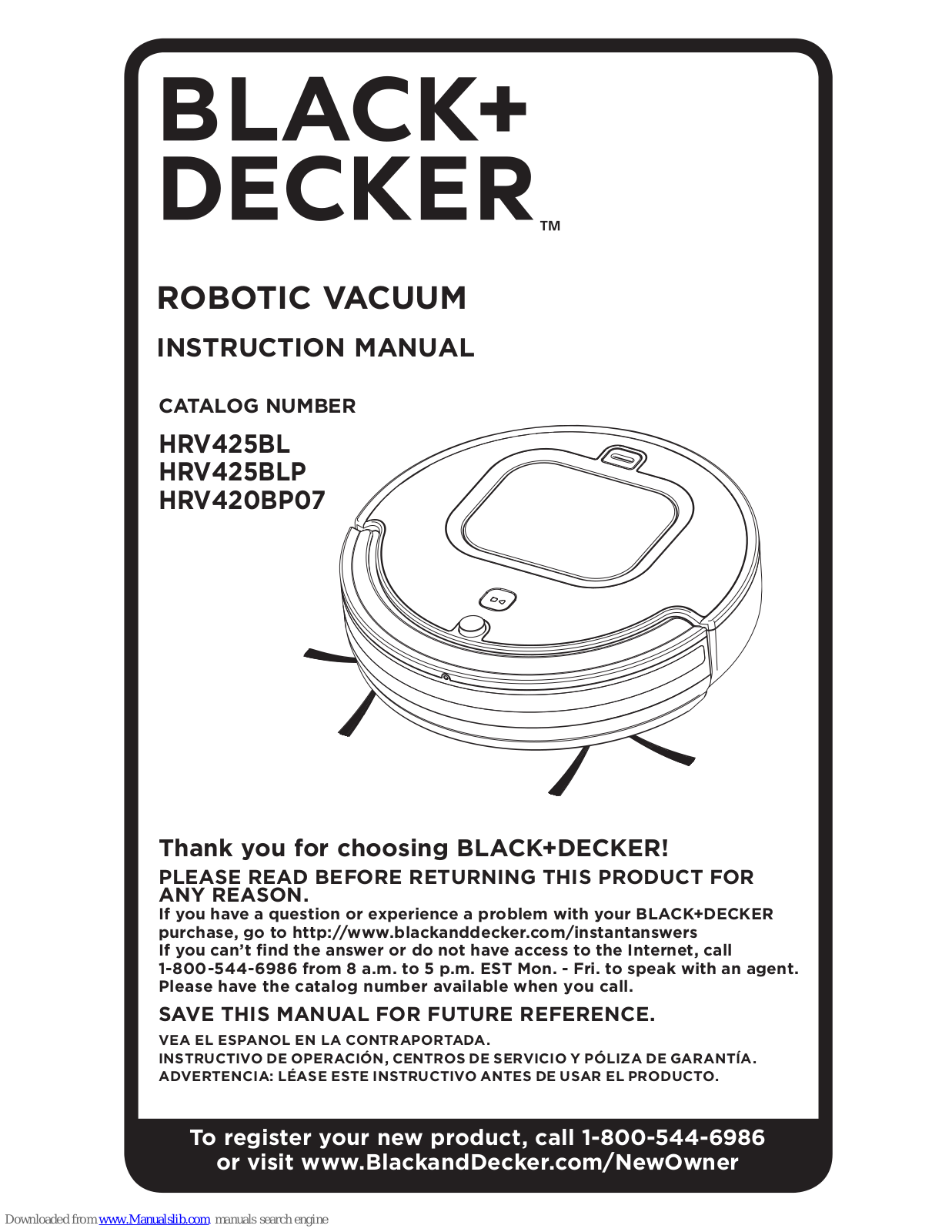 Black & Decker HRV425BL, HRV425BLP, HRV420BP07 Instruction Manual