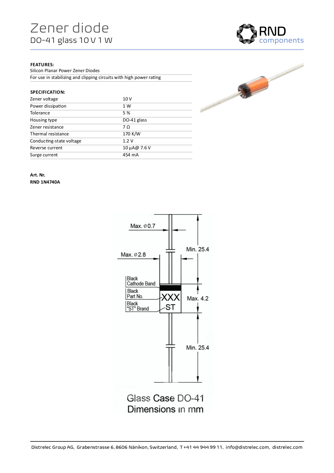 RND COMPONENTS RND 1N4740A Datasheet