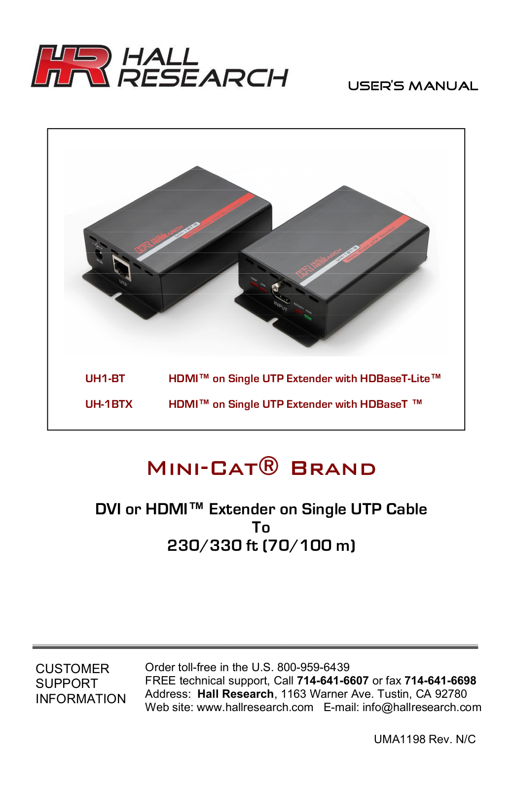 Hall Research UH-1BTX-S User Manual