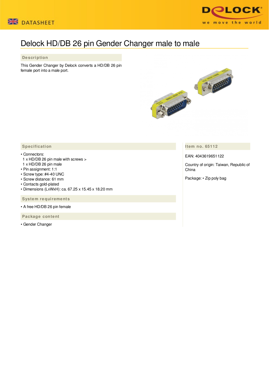 DELOCK 65112 Datasheet - ManualMachine.com