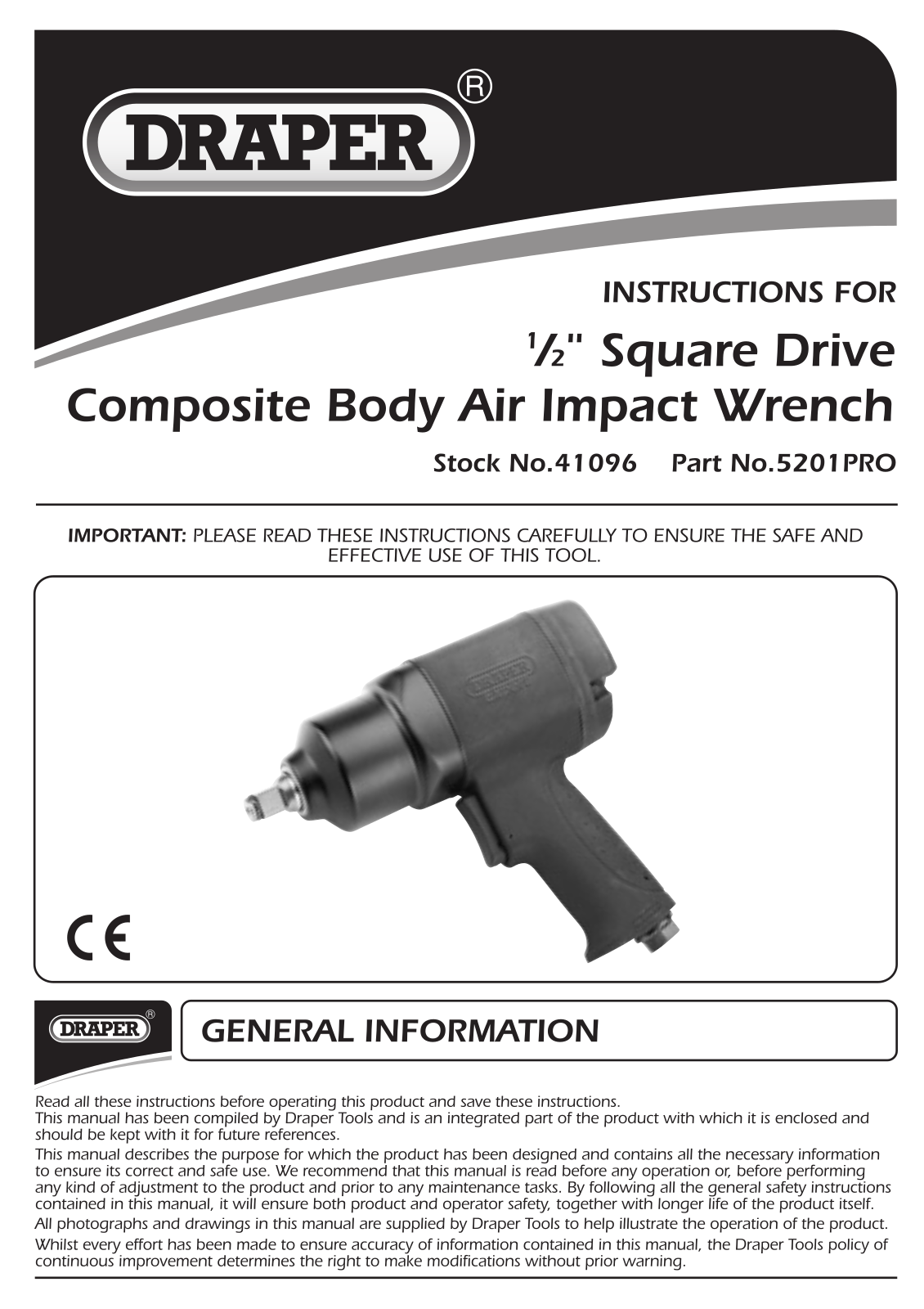Draper 41 096, 5201 PRO Instruction Booklet - ManualMachine.com