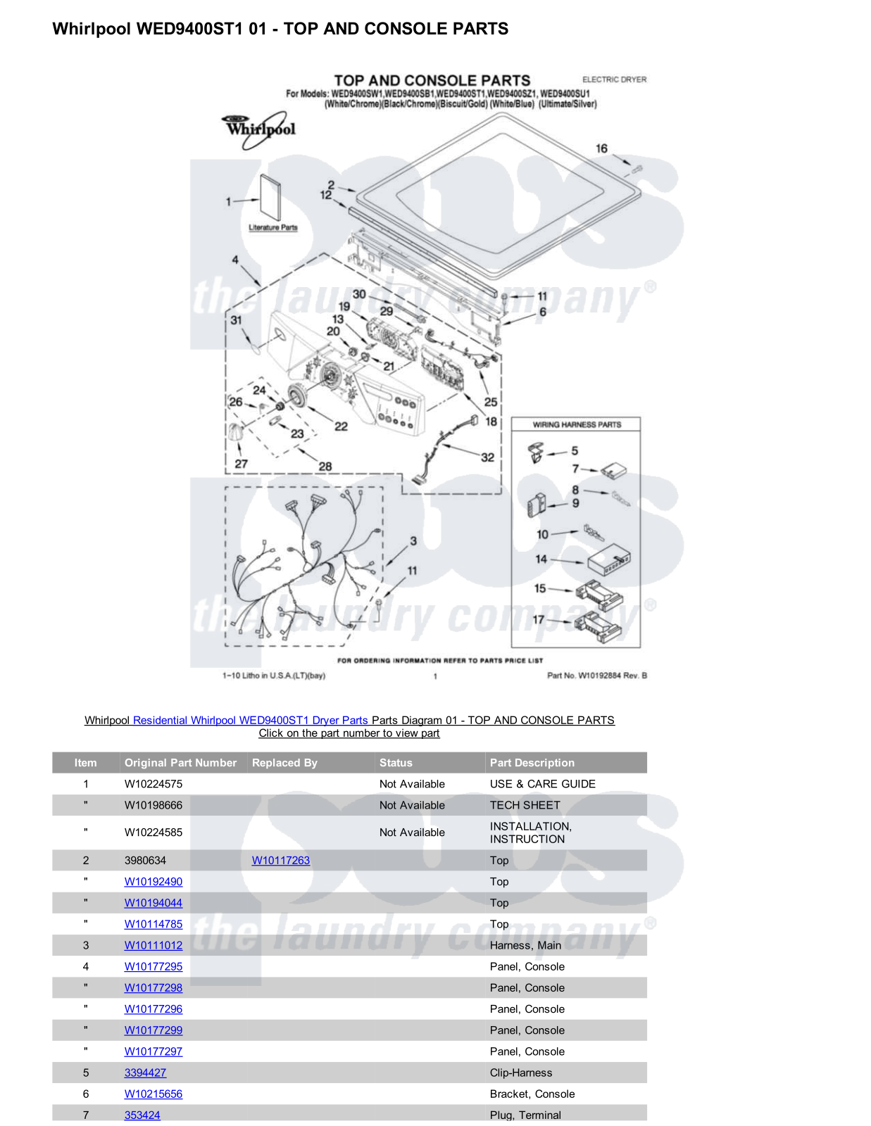 Whirlpool WED9400ST1 Parts Diagram