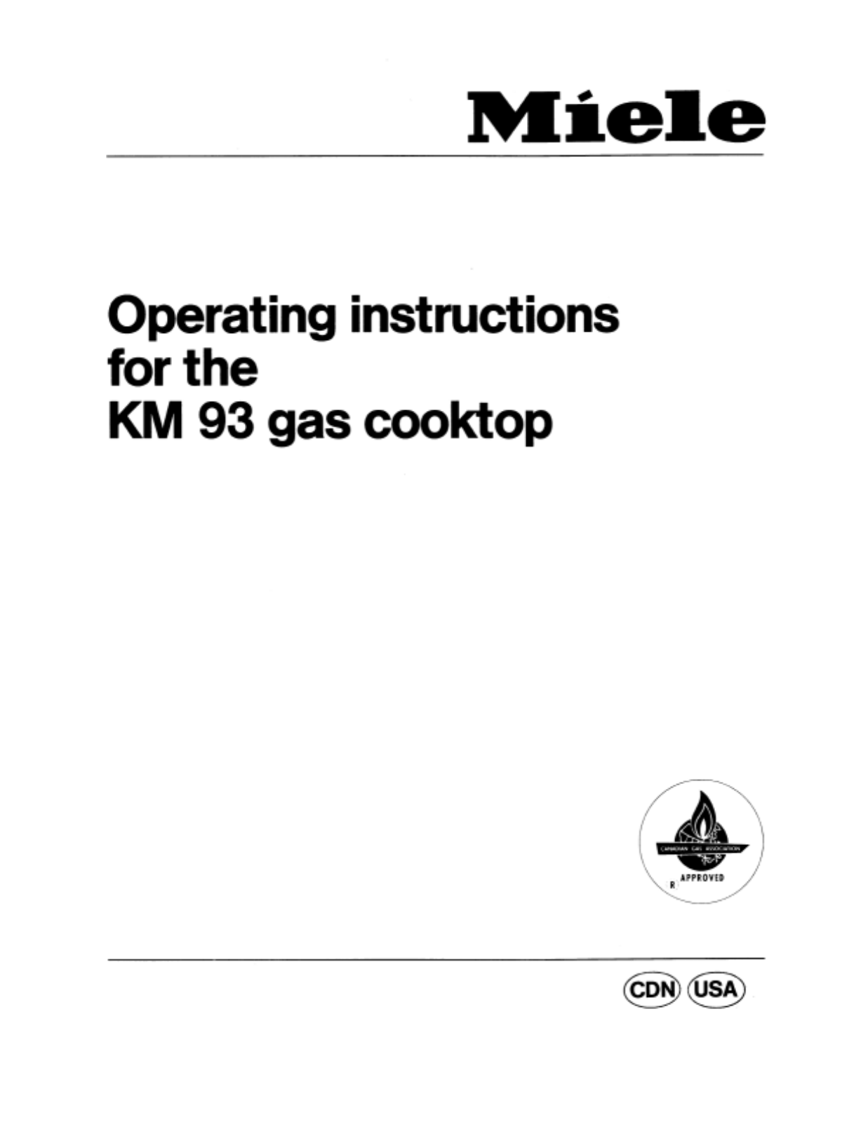 Miele KM93 Operating instructions