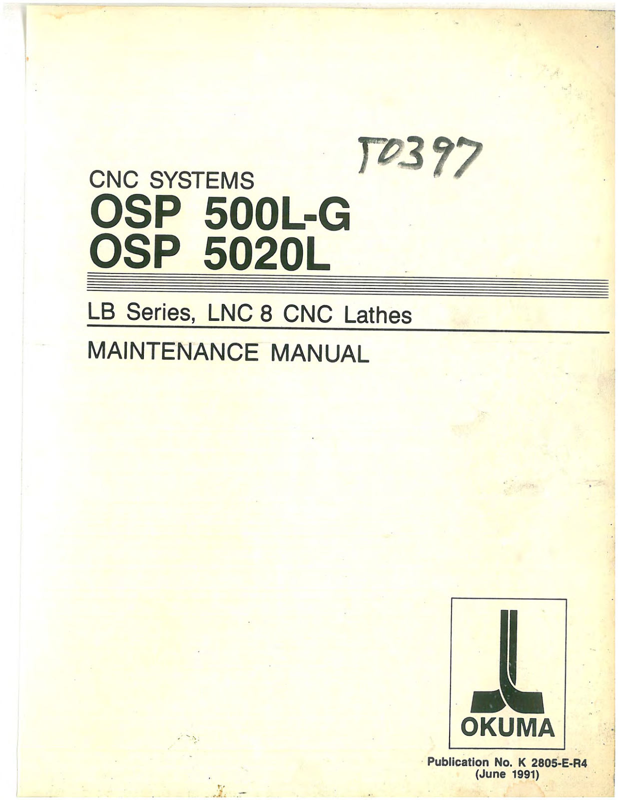 okuma OSP500L-G, OSP5020L Maintenance Manual