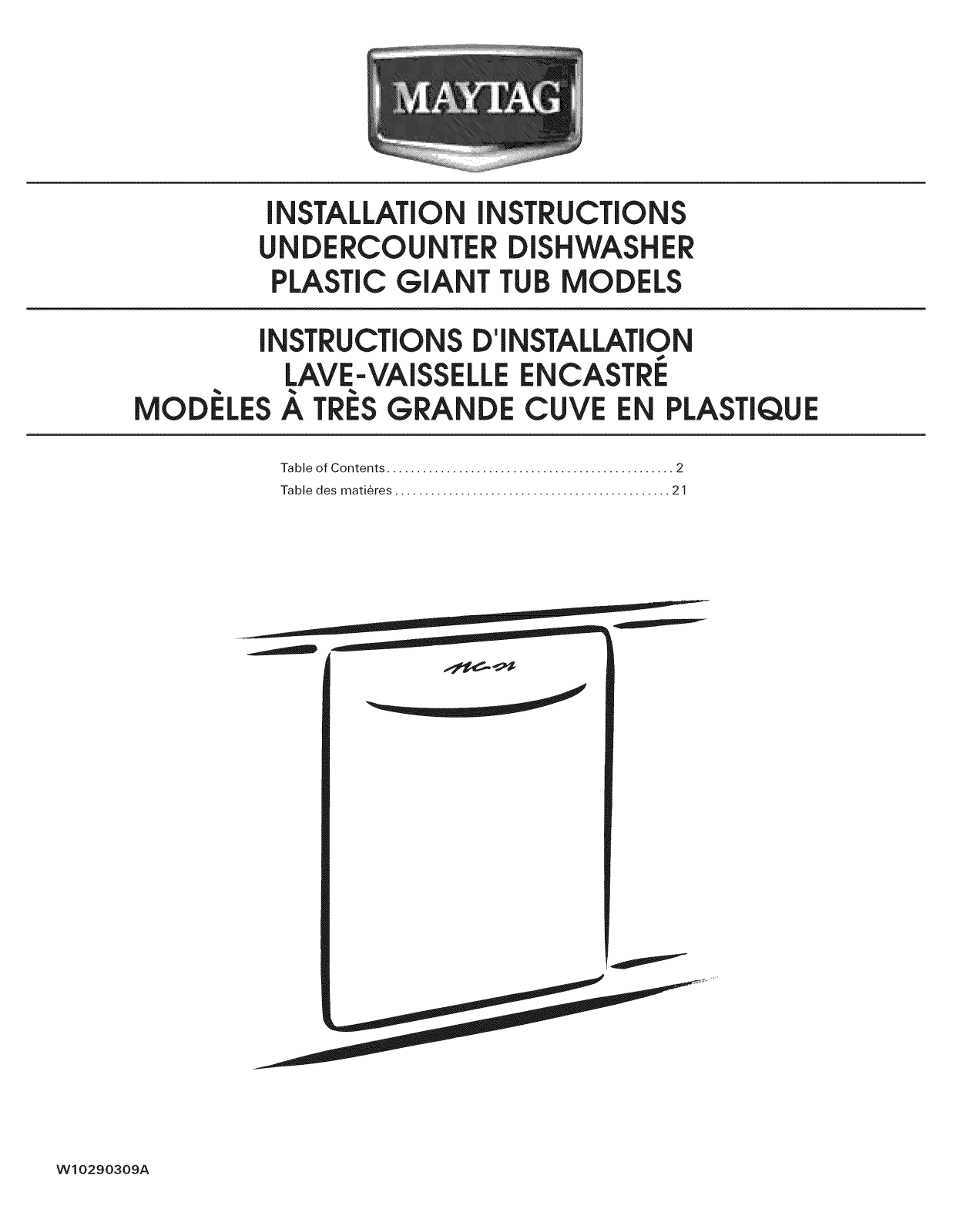 Maytag MDB4709AWB3, MDBTT53AWW2, MDBTT53AWB2, MDBTT53AWB3, MDBH969AWW3 Installation Guide