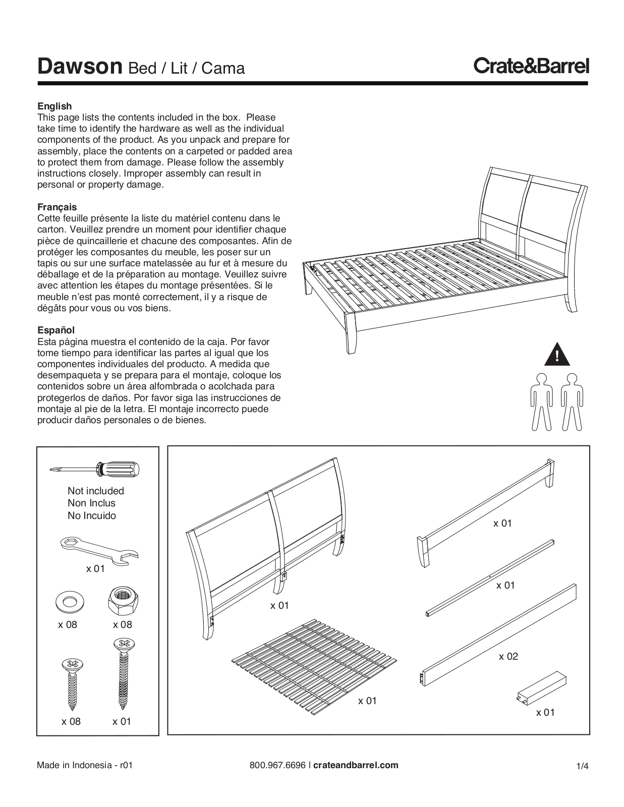 Crate and Barrel Dawson Assembly Instructions Manual