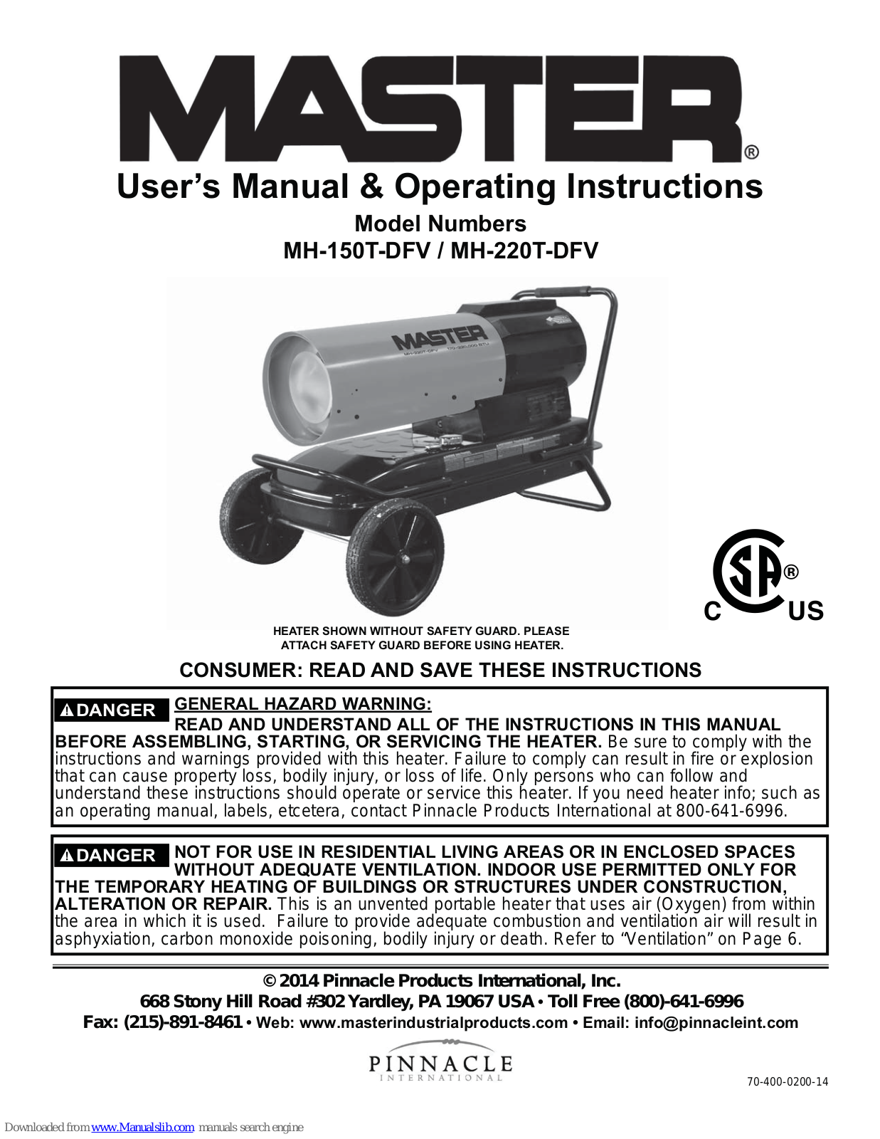 Master MH-150T-DFV, MH-220T-DFV User Manual