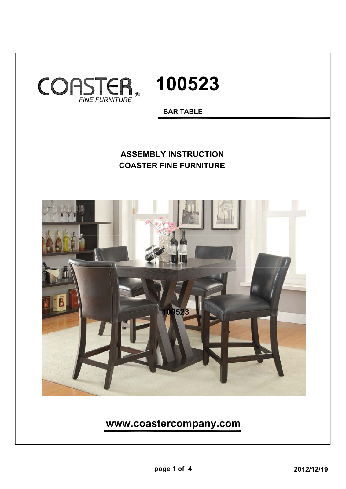 Coaster 100523 Assembly Guide - ManualMachine.com
