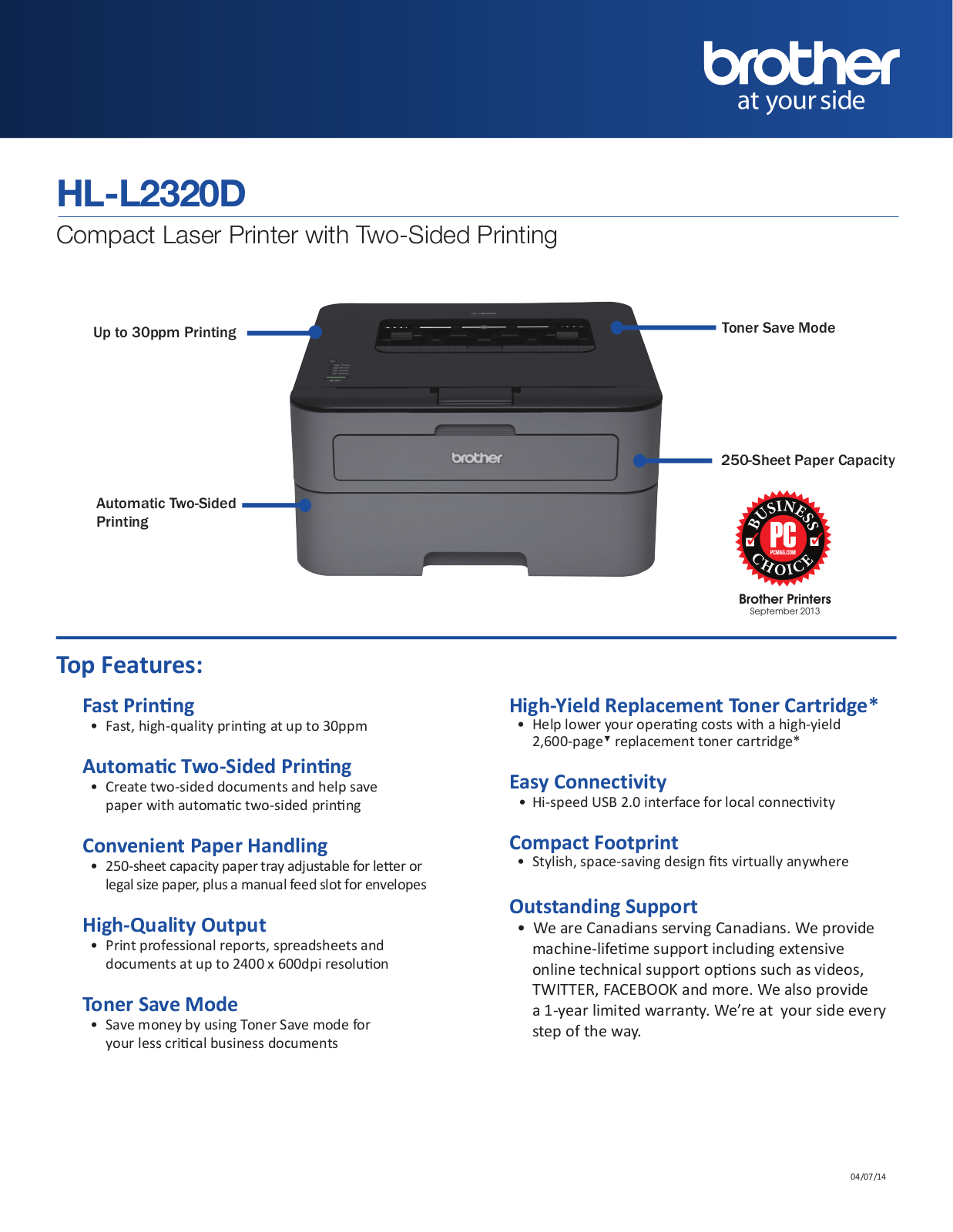 Brother hl-l2320d Datasheet