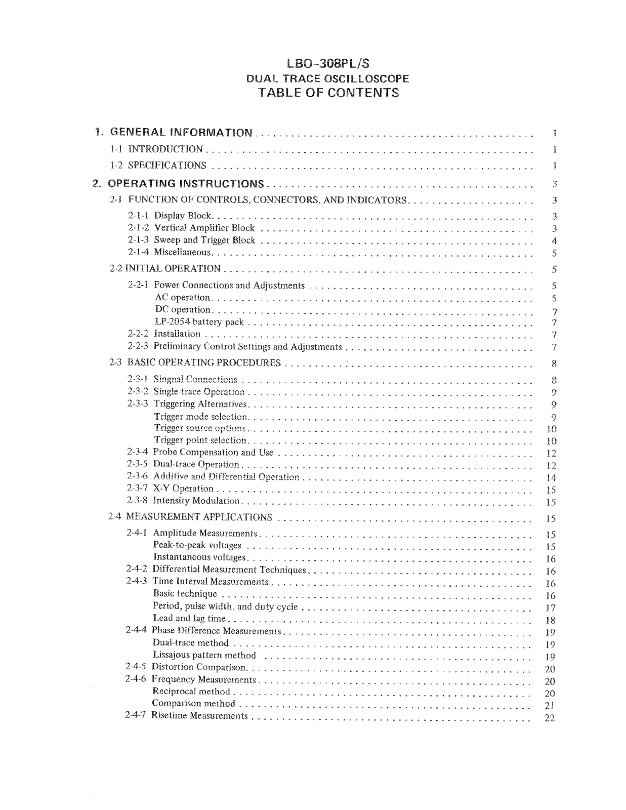 Leader LBO-308PL Service manual