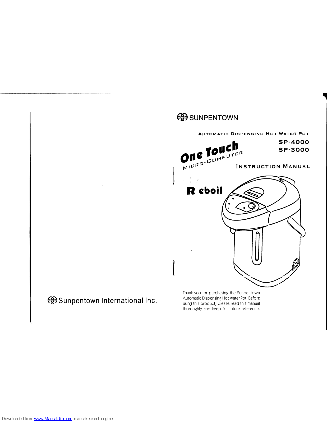 Sunpentown SP-4000, SP-3000 Instruction Manual