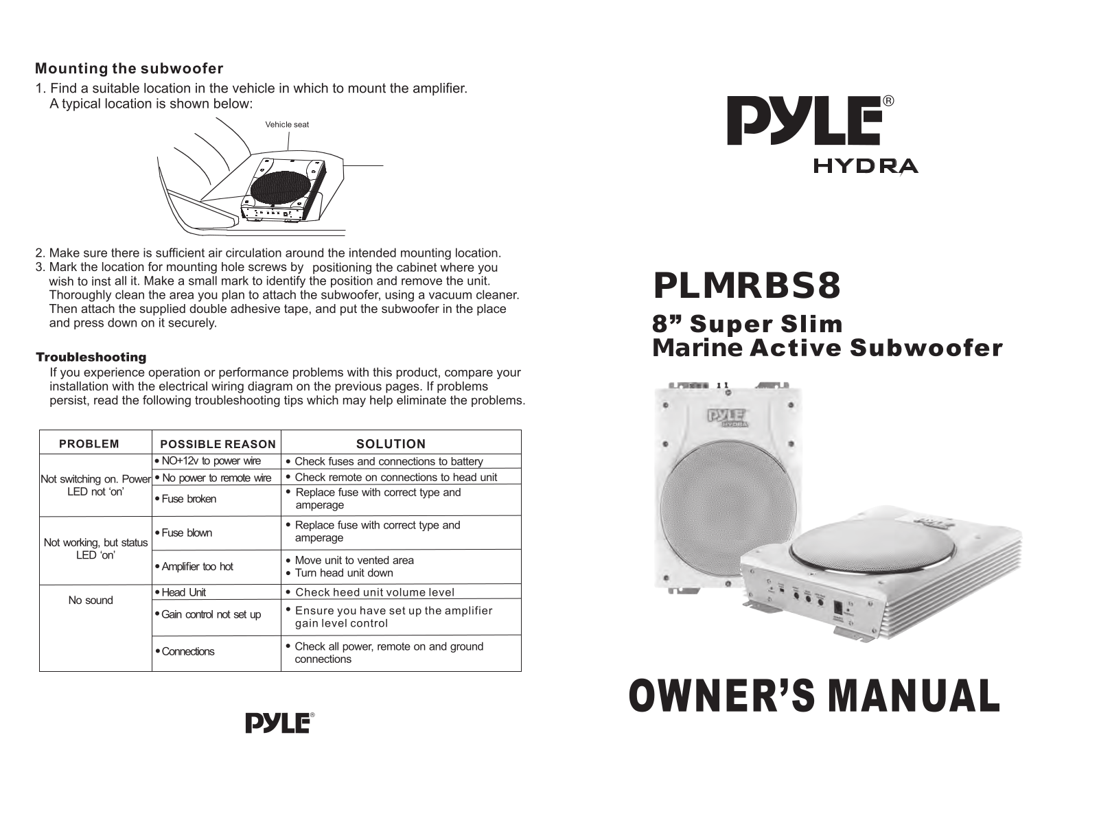 Pyle PLMRBS8 User Manual