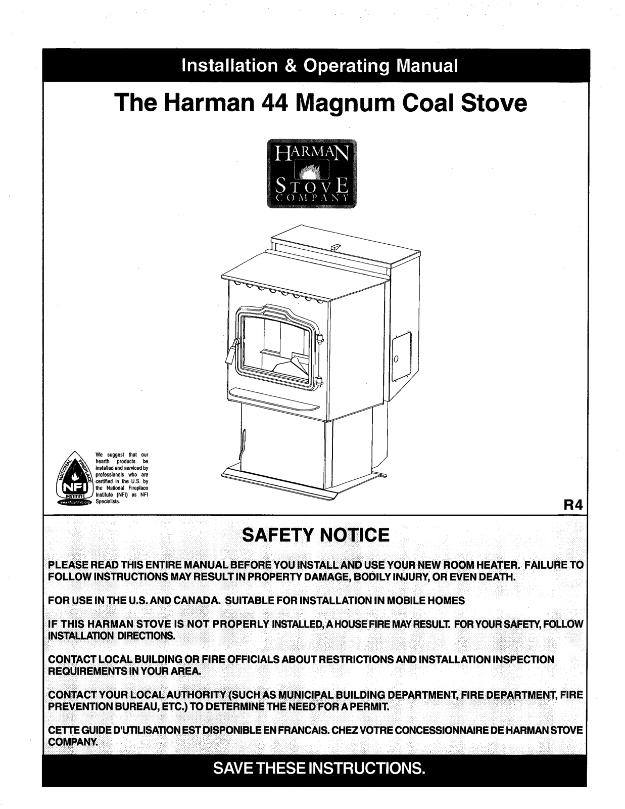 Harman 44 Magnum Stoker Quick Start Manual