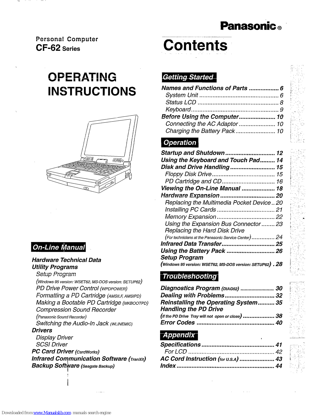 Panasonic CF-62 Operating Instructions Manual - ManualMachine.com