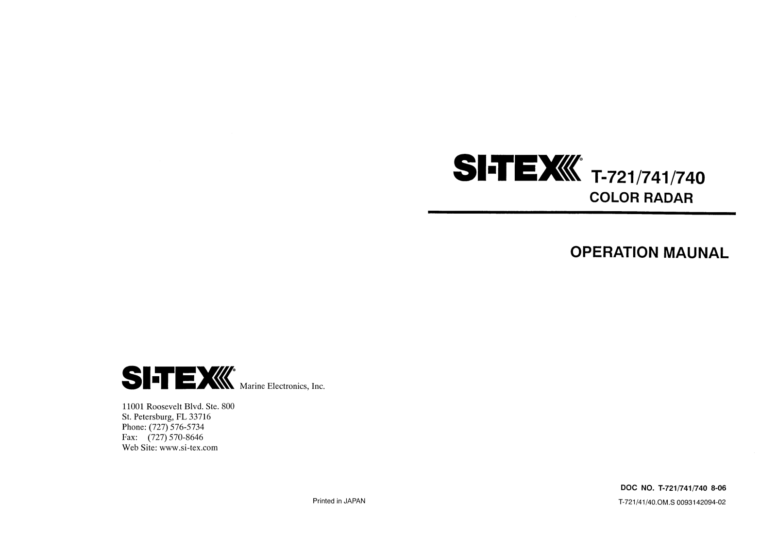 Si-tex T-741, T-740, T-721 User's Manual