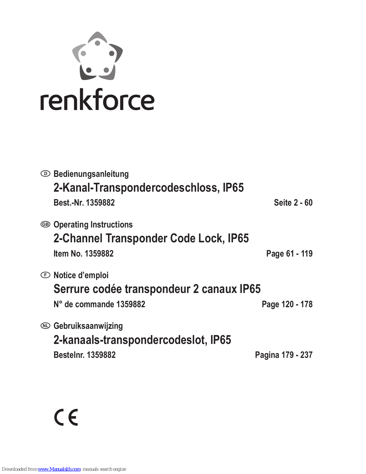 Renkforce 1359882 Operating Instructions Manual