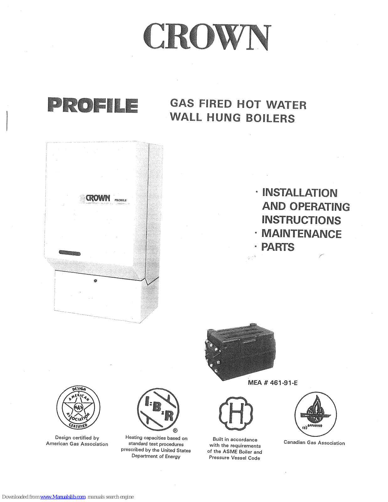 Crown PF-50, PF-65, PF-82 Installation And Operating Instructions Manual