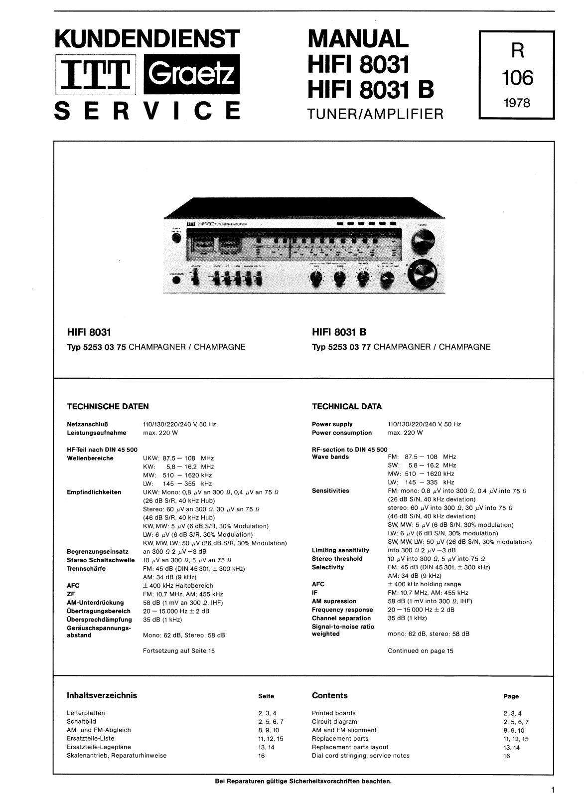 ITT hifi 8031, hifi 8031a Service Manual