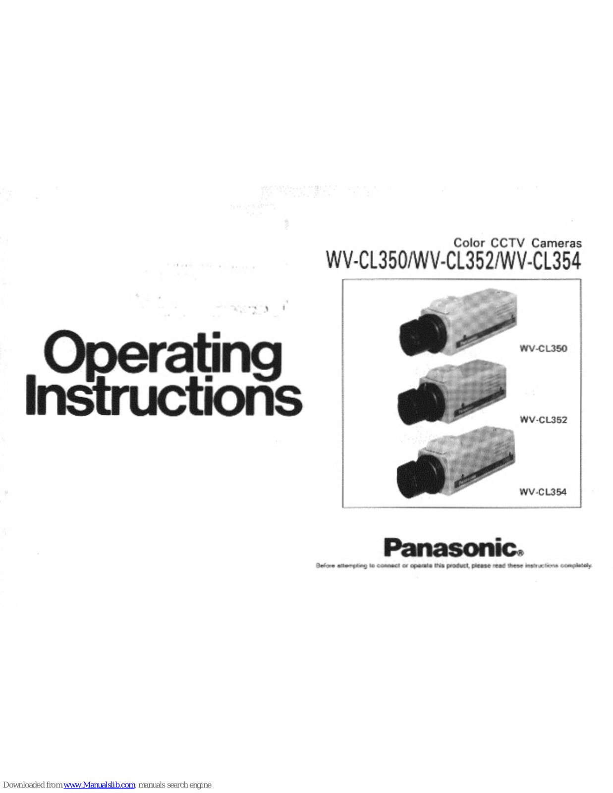 Panasonic WV-CL350, WV-CL352, WV-CL354 Operating Instructions Manual