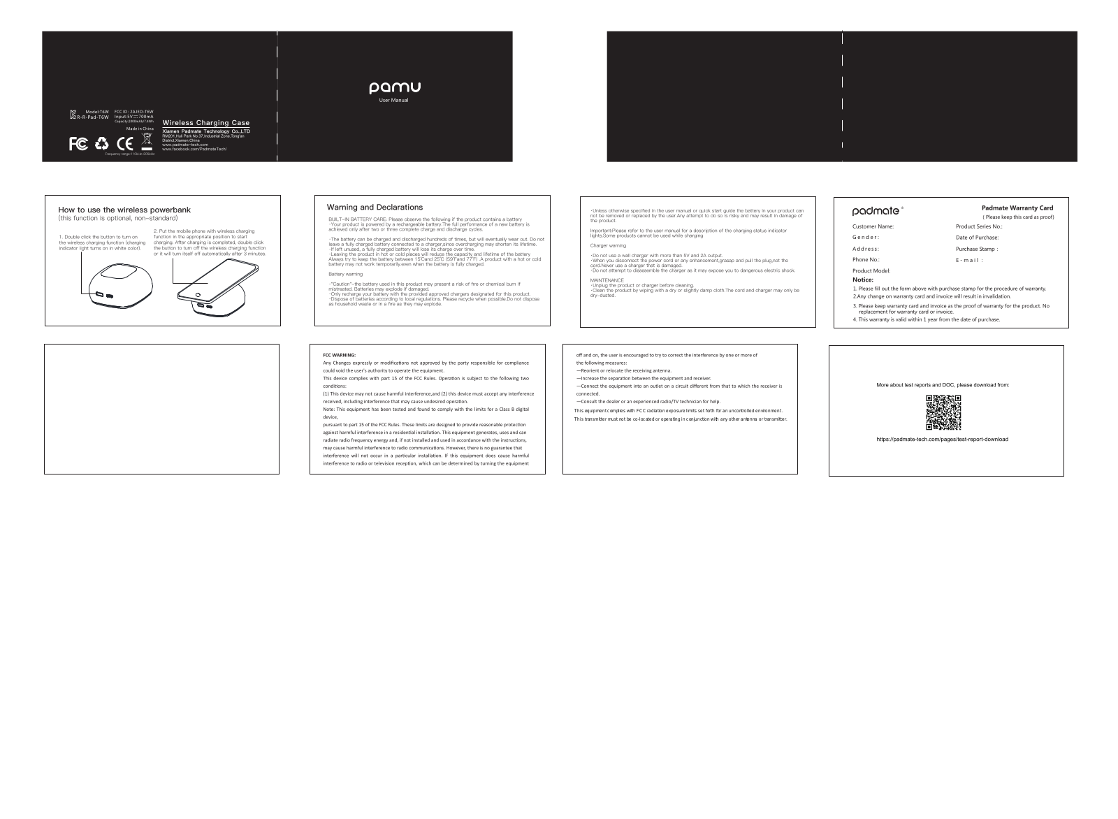 Xiamen Padmate Technology T6W Users manual