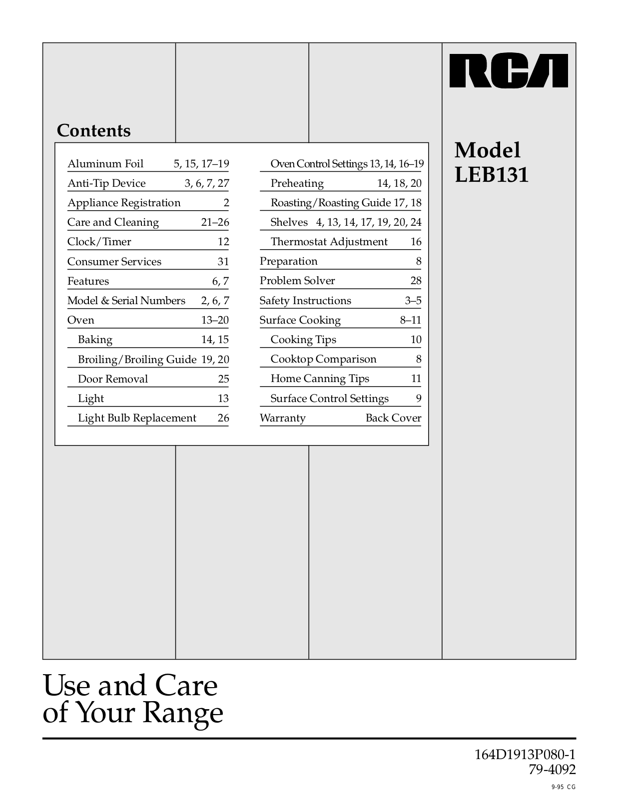 GE LEB131 Use and Care Manual