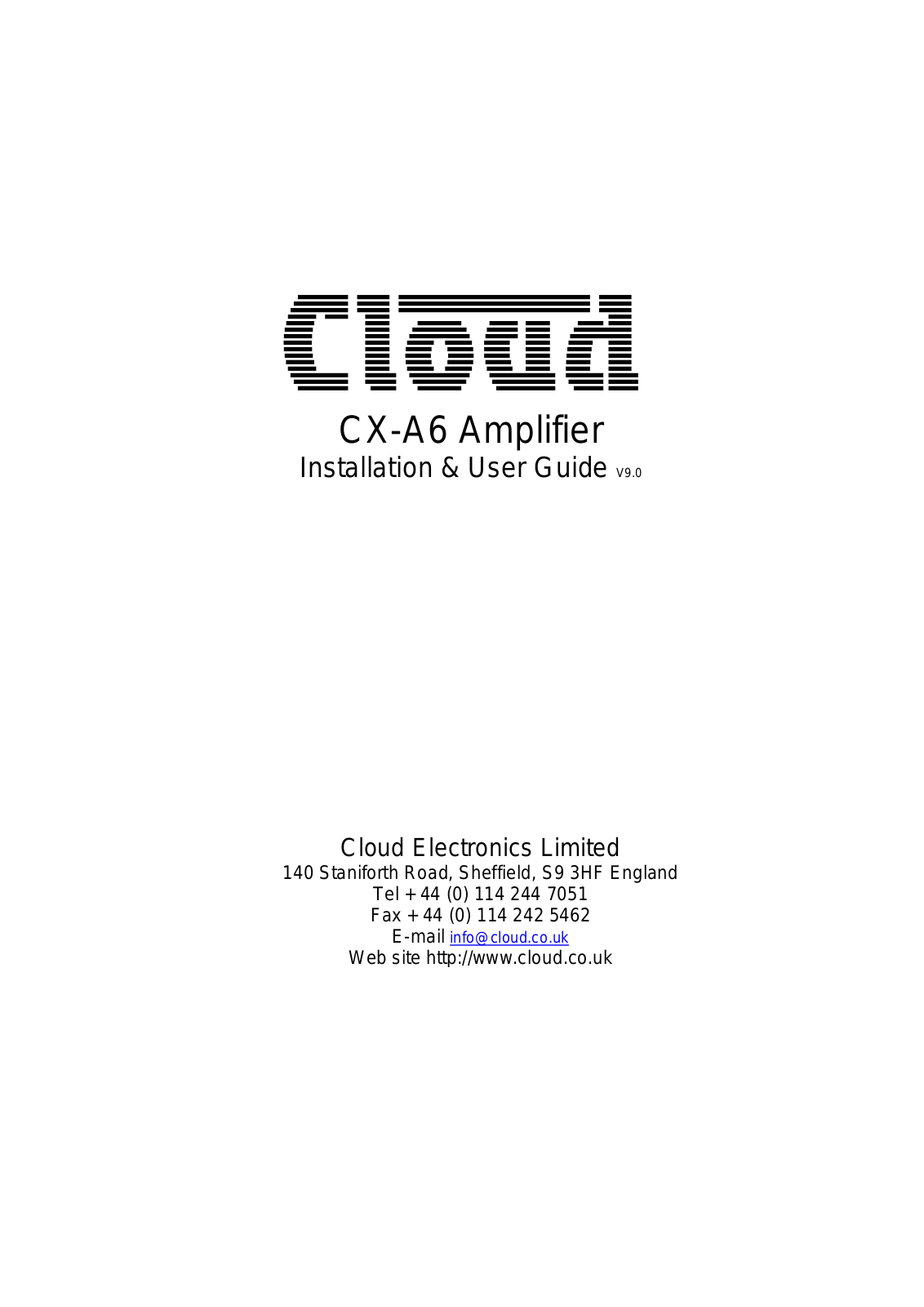 Cloud Electronics CX-A6 User Manual