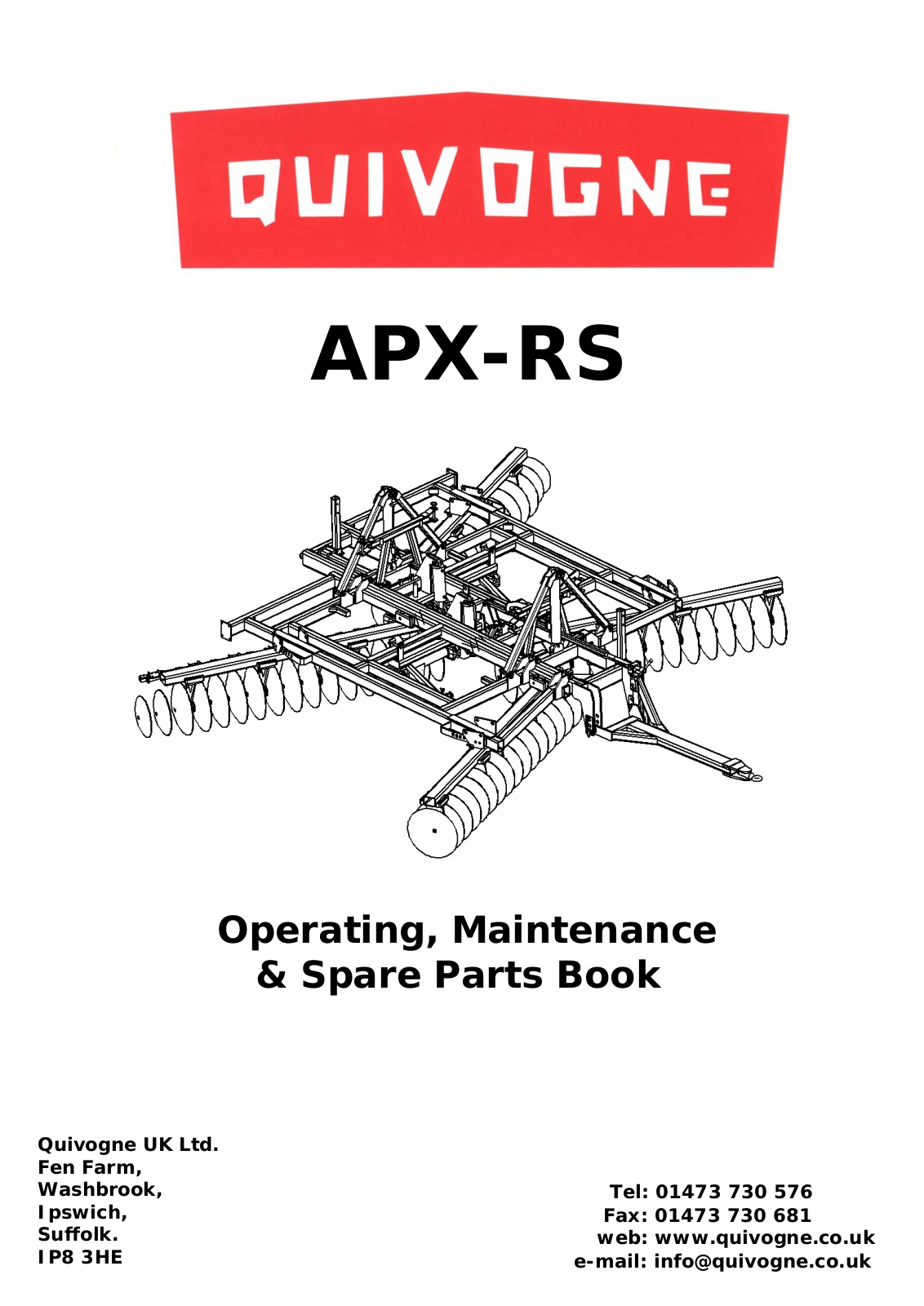 Quivogne APX-RS Operating, Maintenance And Spare Parts Manual - ManualMachine.com