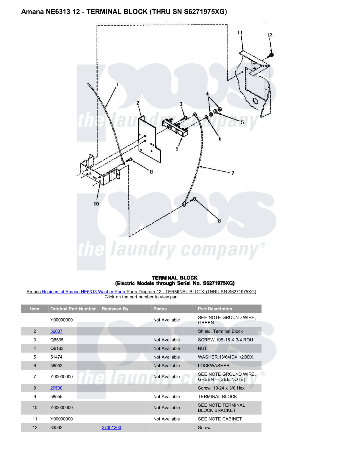 Amana NE6313 Parts Diagram