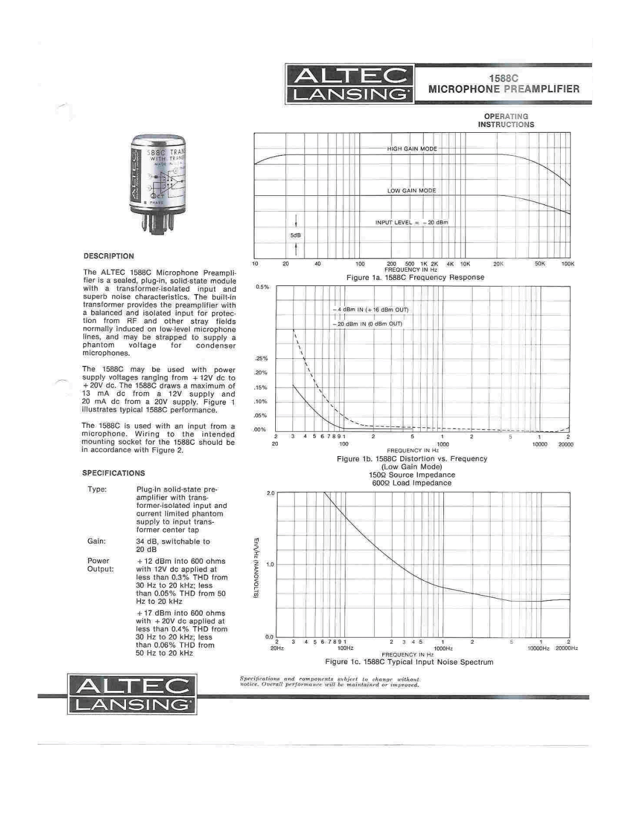 Altec Lansing 1588C User Manual