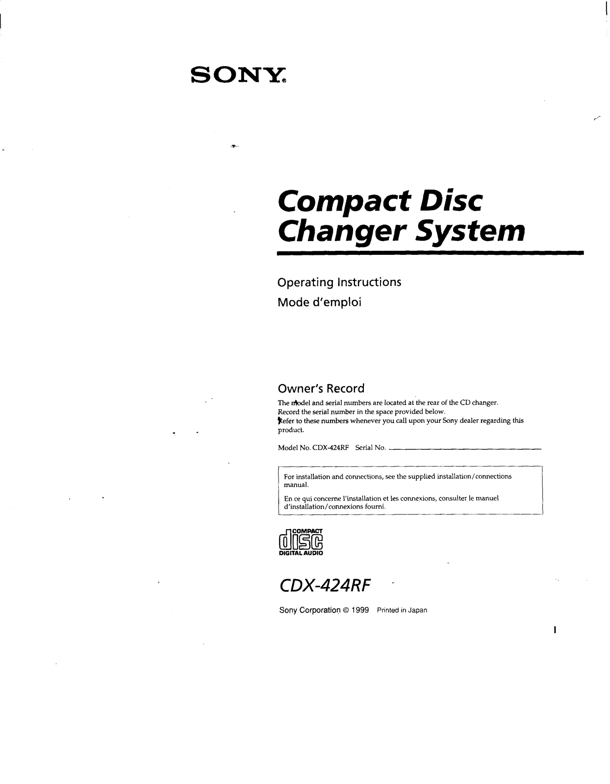 Sony CDX-424RF User Manual