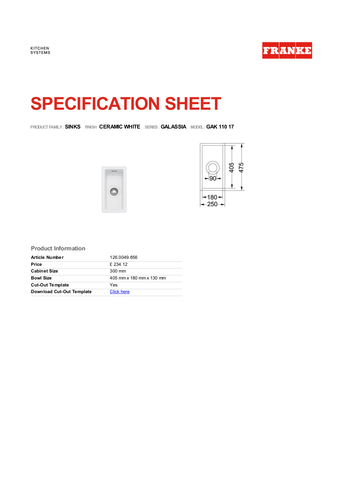 Franke Foodservice GAK 110 17 User Manual