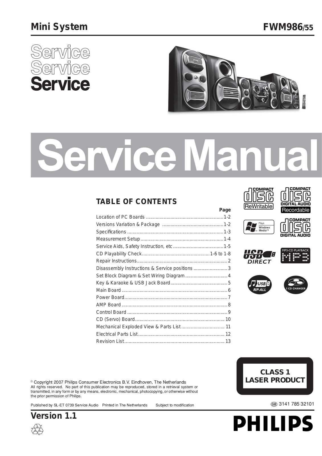 Philips FWM-986/55 Schematic