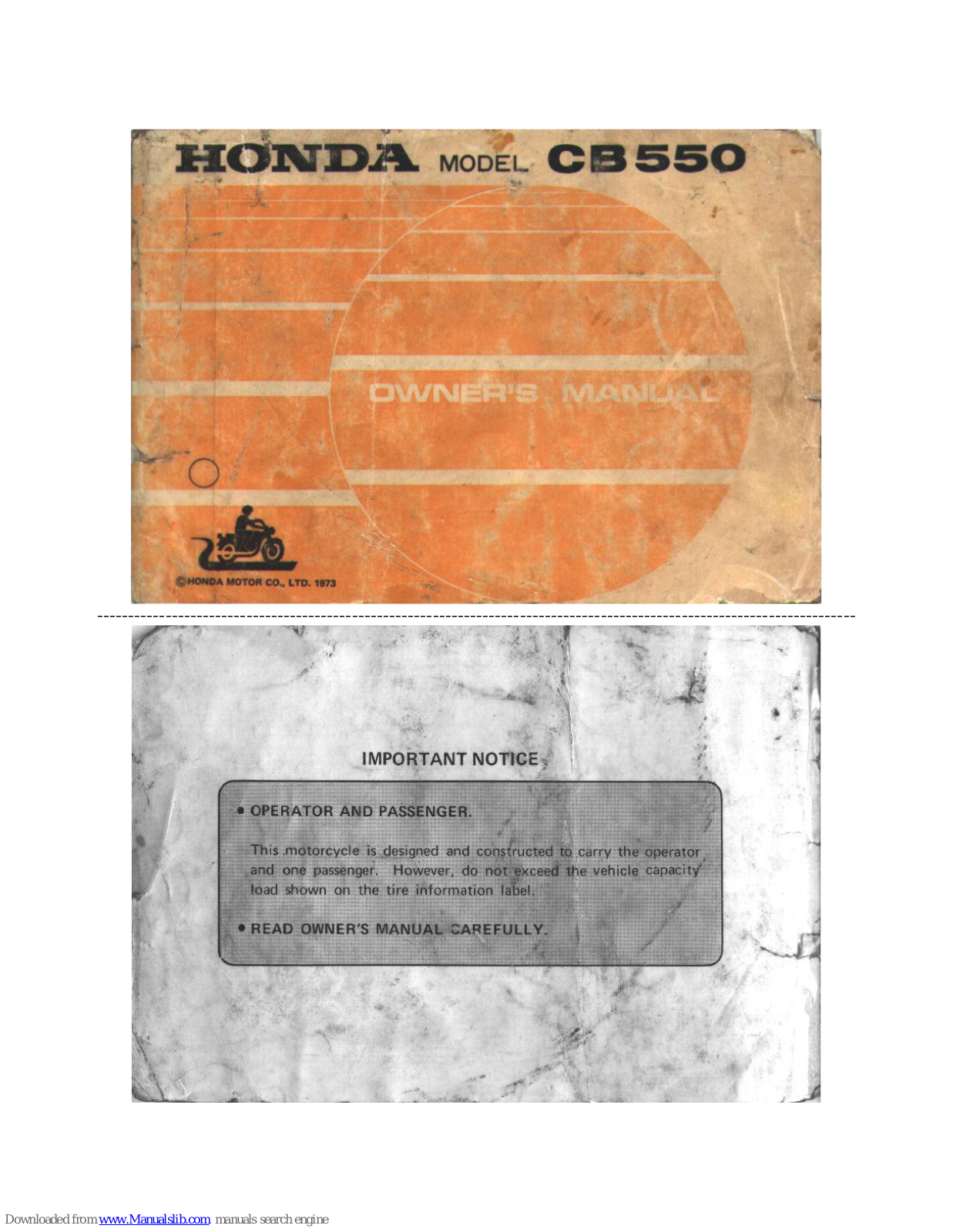 Honda CB550 Owner's Manual