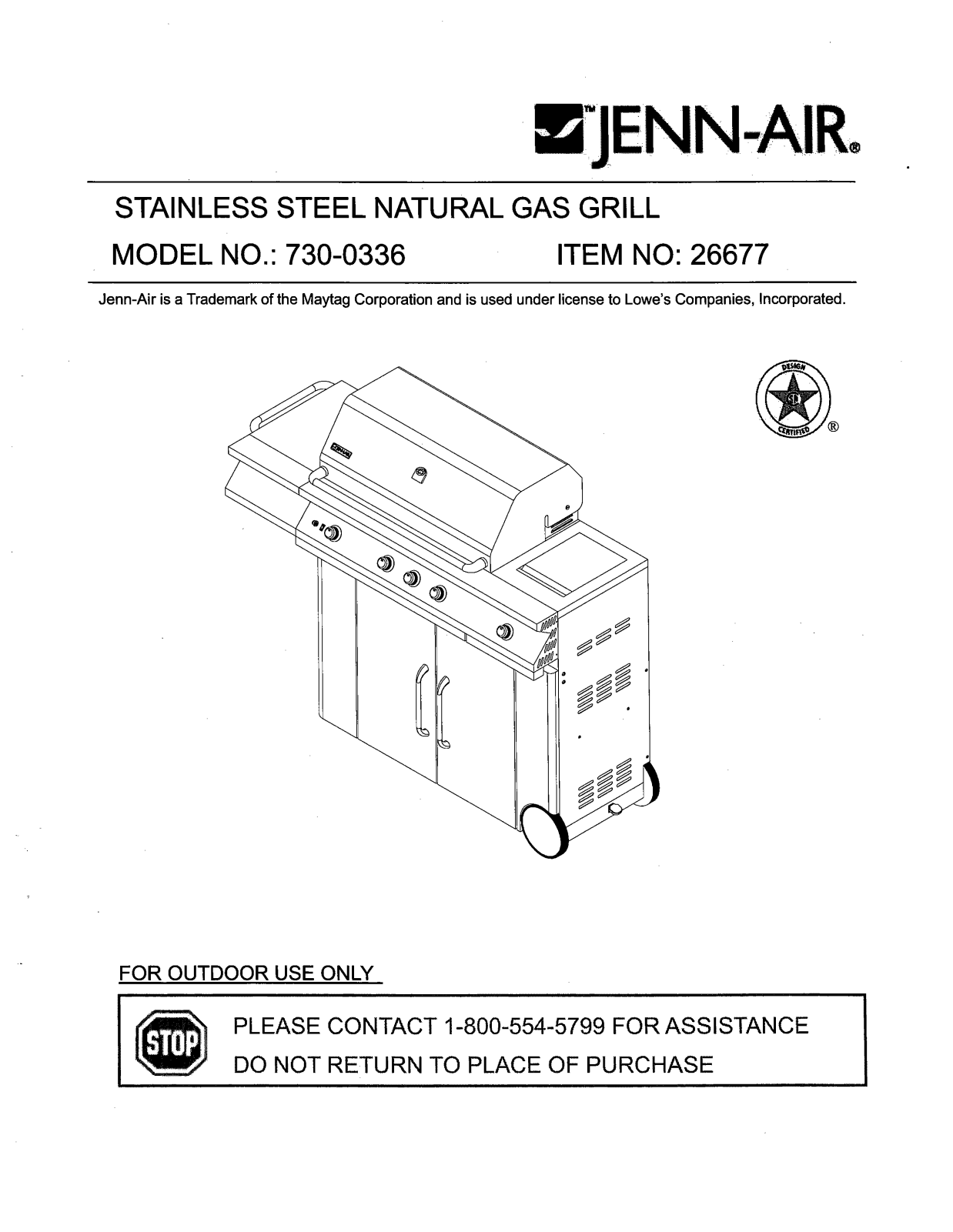 Jenn Air 730-0336 Owner's Manual