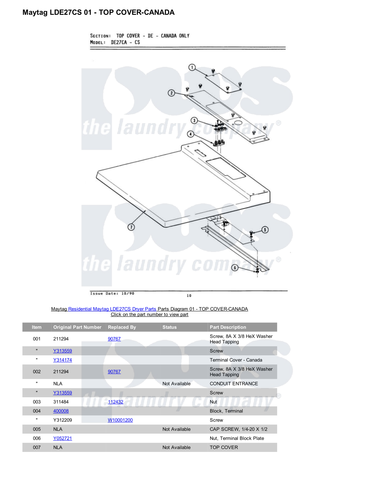 Maytag LDE27CS Parts Diagram