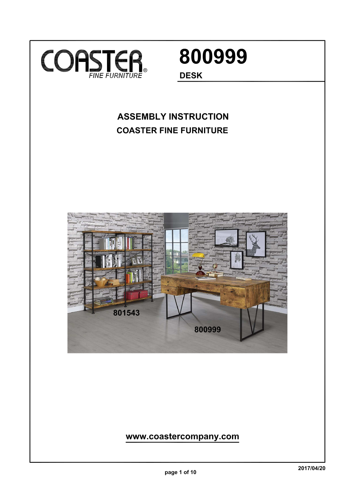 Coaster 800999 Assembly Guide - ManualMachine.com