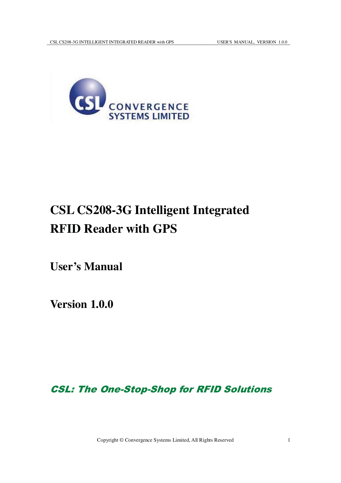 Convergence Systems CS2083G User Manual