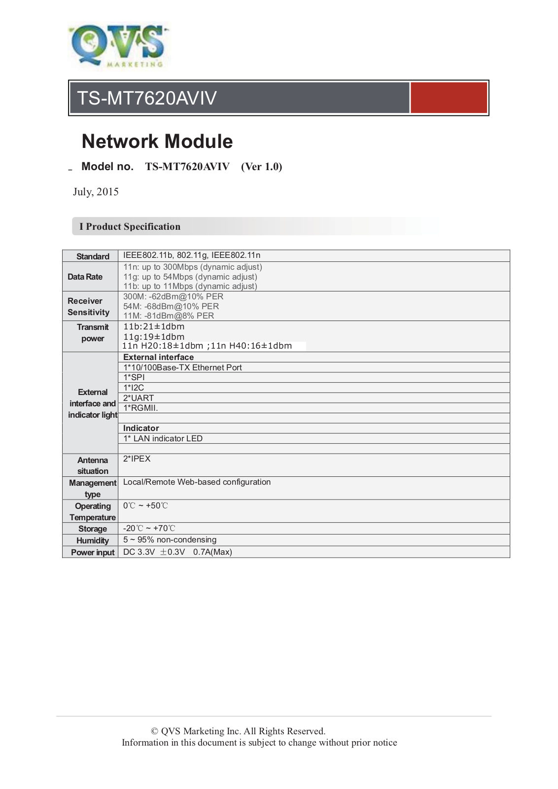 QVS MT7620AVIV User Manual