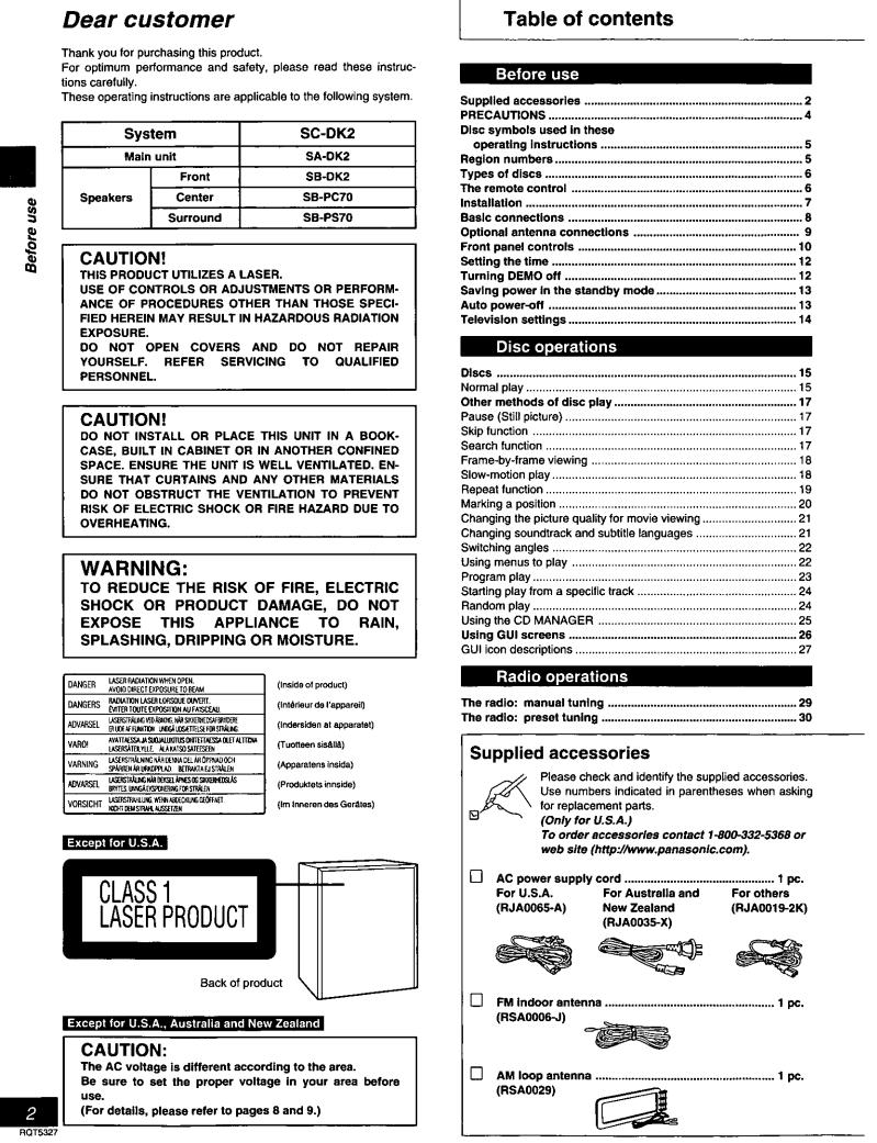 Panasonic SA-DK2 User Manual