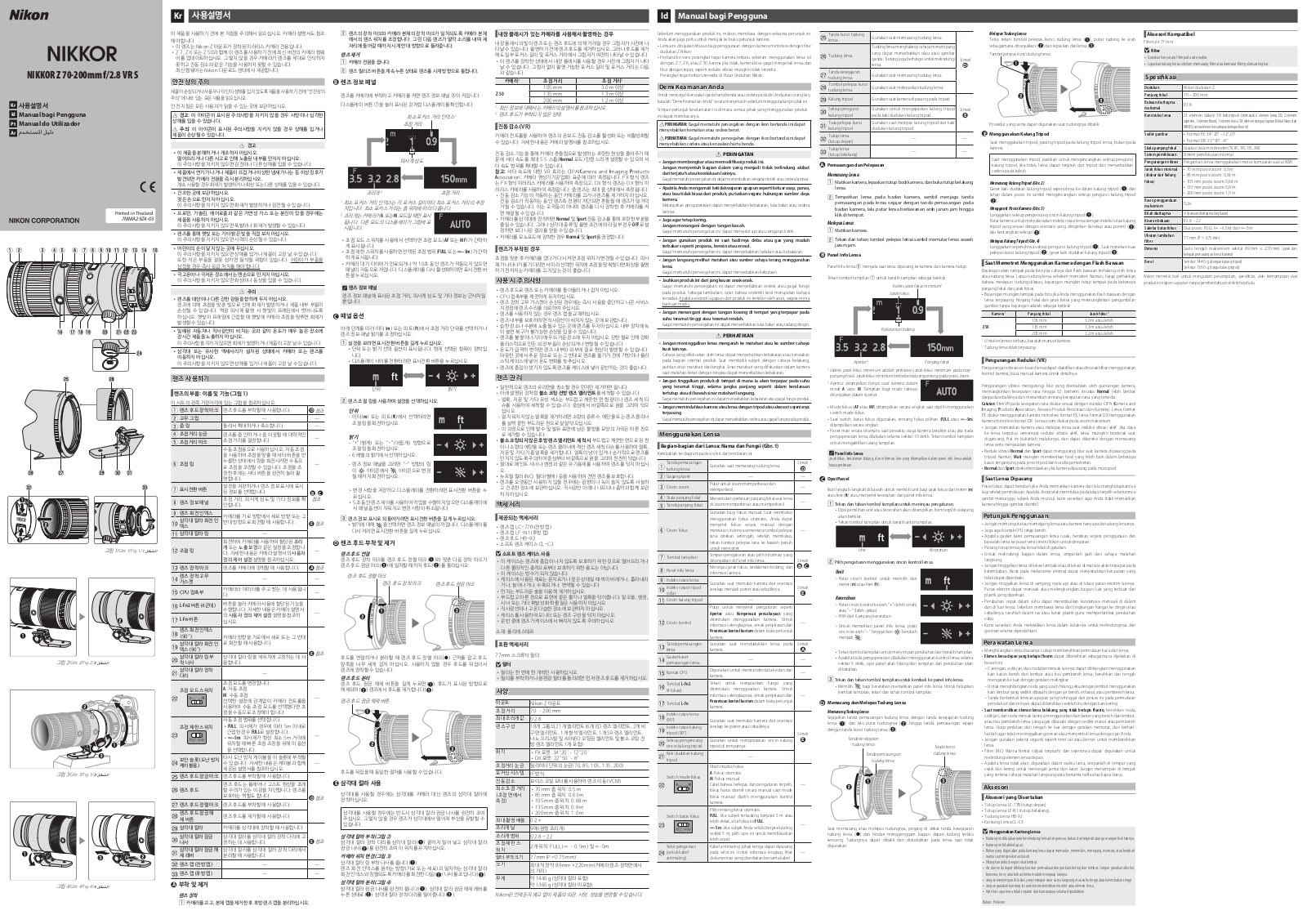 Nikon NIKKOR Z 70-200mm f/2.8 VR S user's Guide