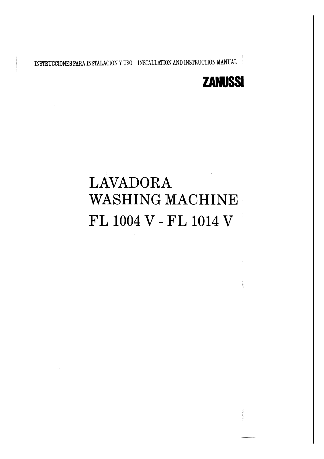 Zanussi FL1014V, FL1004V User Manual