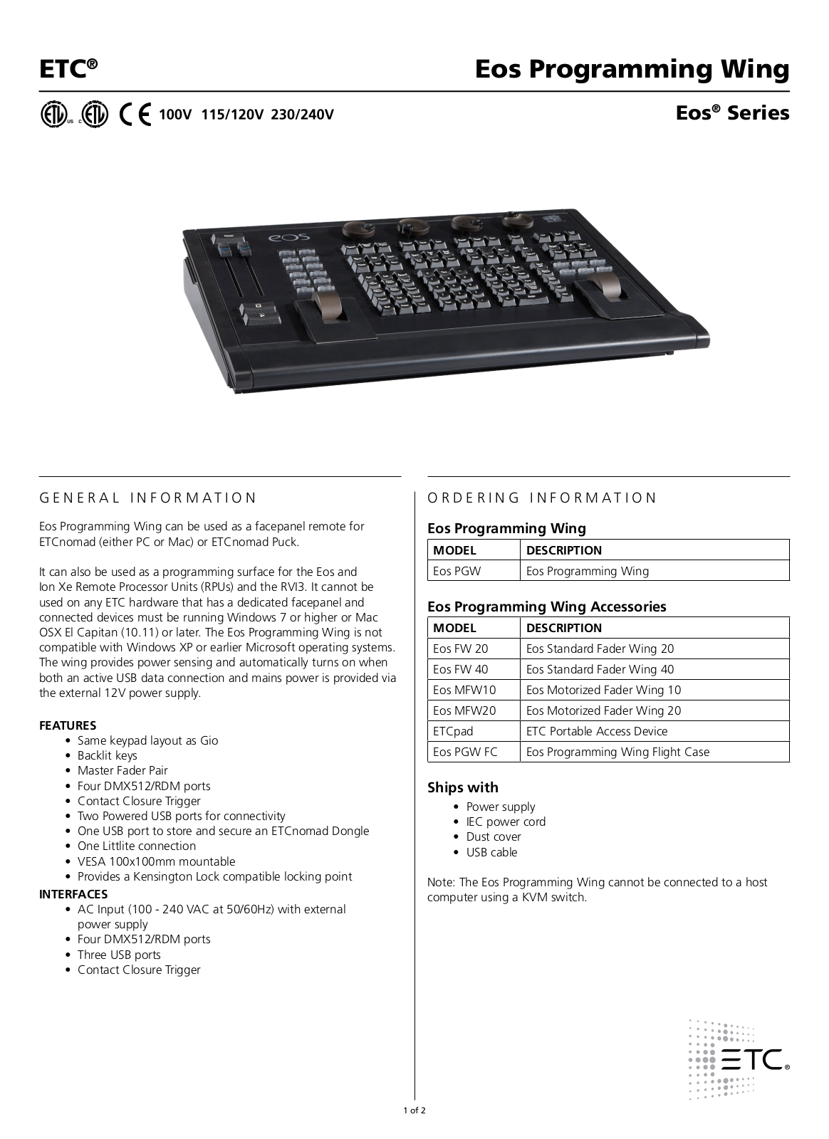 ETC EOS-PGW-512 Datasheet