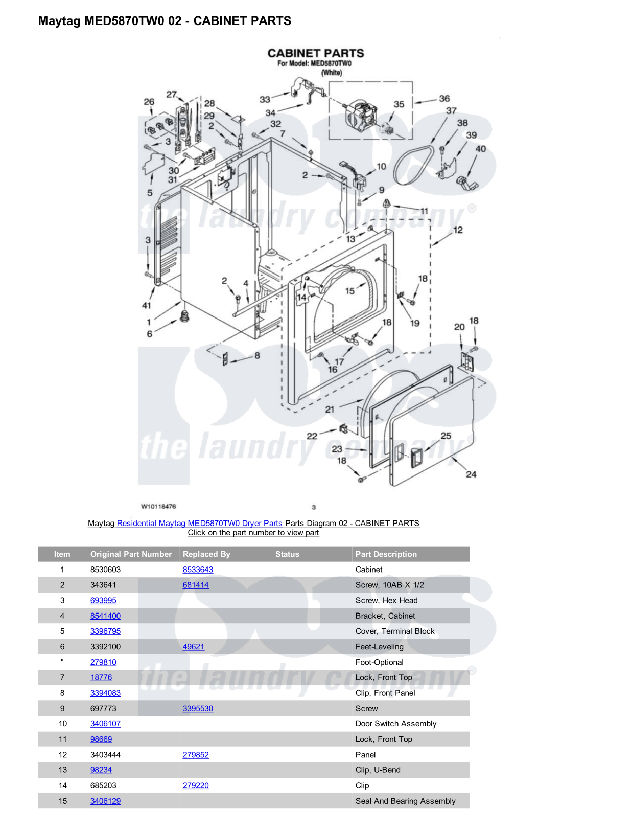 Maytag MED5870TW0 Parts Diagram