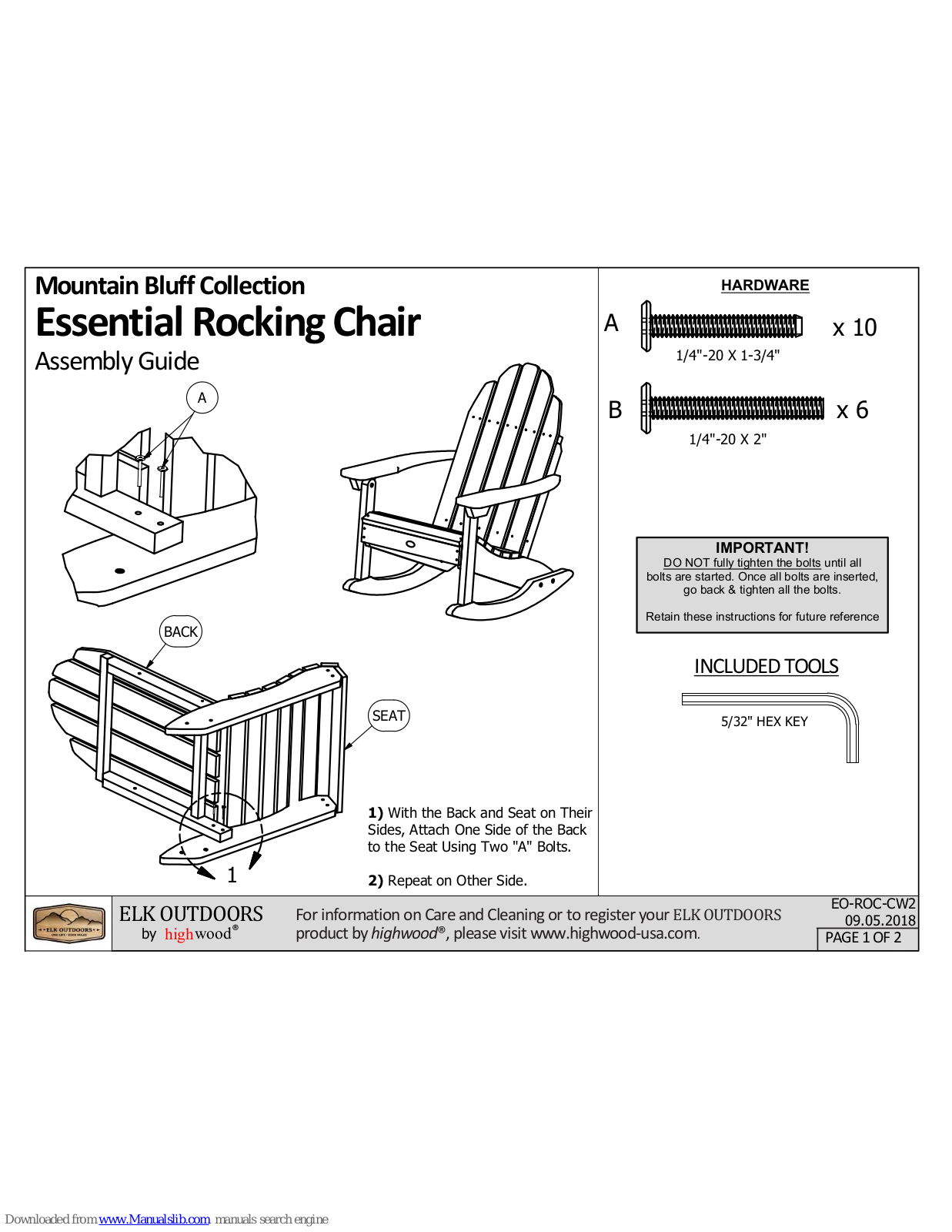 ELK OUTDOORS EO-ROCCW2 Assembly Manual