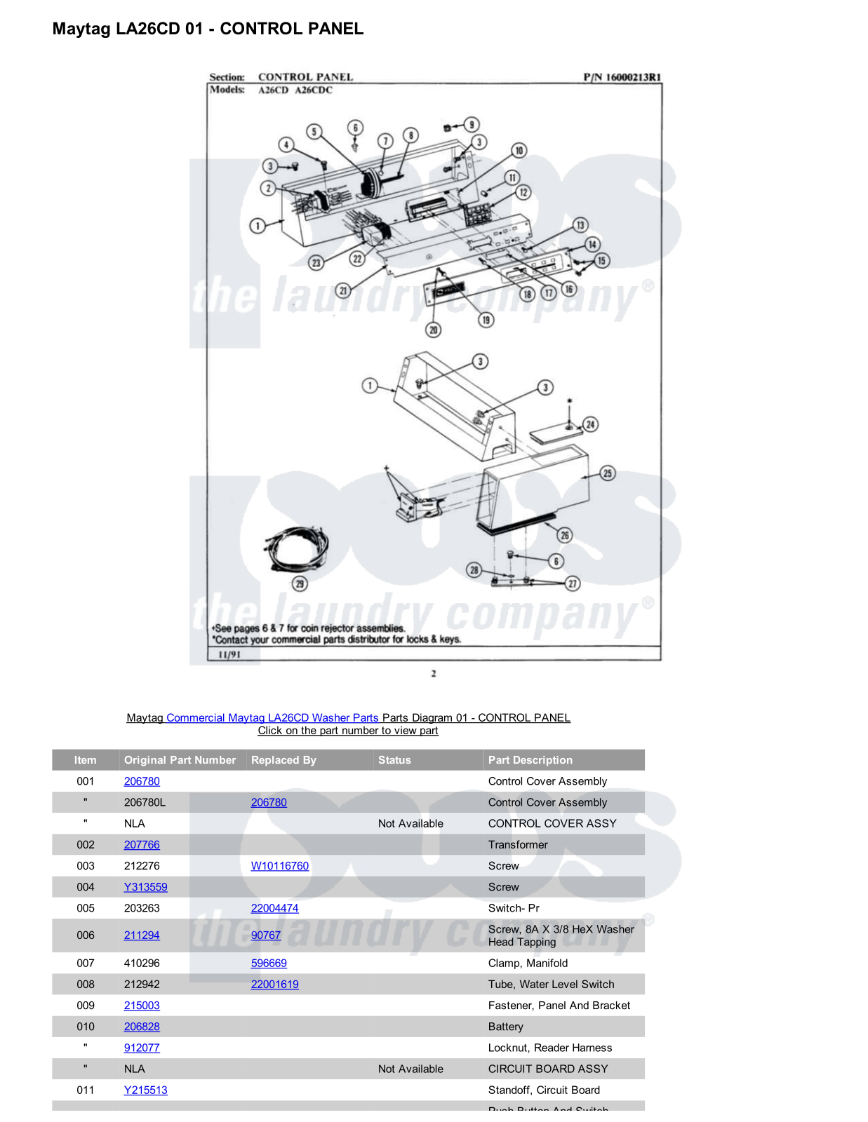 Maytag LA26CD Parts Diagram