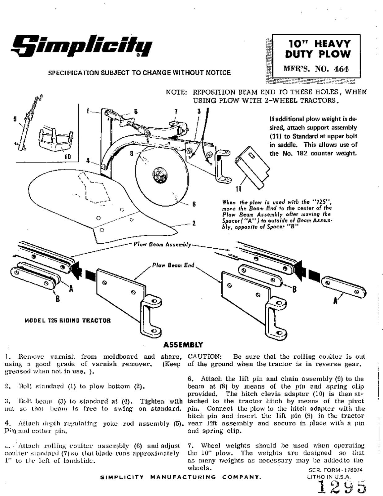 Simplicity 464 User Manual